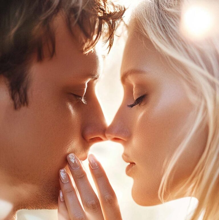 Romantic couple with perfect manicure and pedicure at Golden Rose Nail Studio, emphasizing professional nail care and styling for women and men.