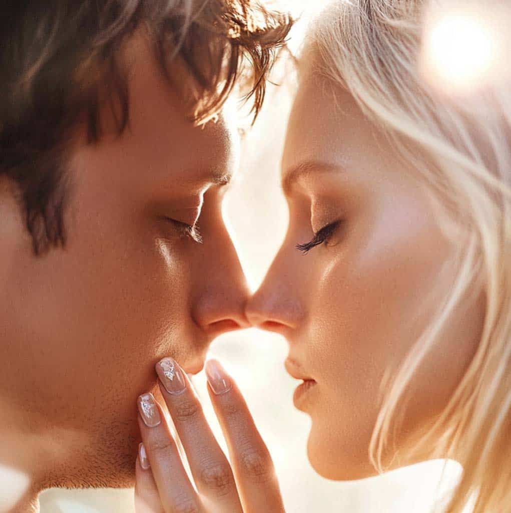 Romantic couple with perfect manicure and pedicure at Golden Rose Nail Studio, emphasizing professional nail care and styling for women and men.